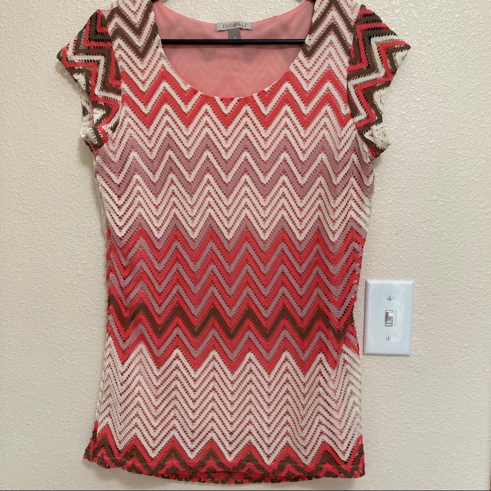 Herringbone pattern lined blouse size Small